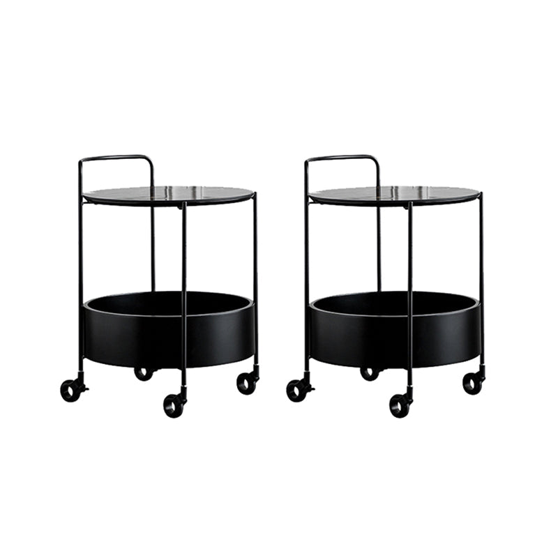 Contemporary Corner Table Round Wood Side Table with Storage 18"L x 18"W x 25"H Black 2 Clearhalo 'Coffee & Accent Tables' 'End & Side Tables' 'end_side_tables' 'furn' 'furn_end_side_tables' 'Furniture' 'Living Room Furniture' 7090771