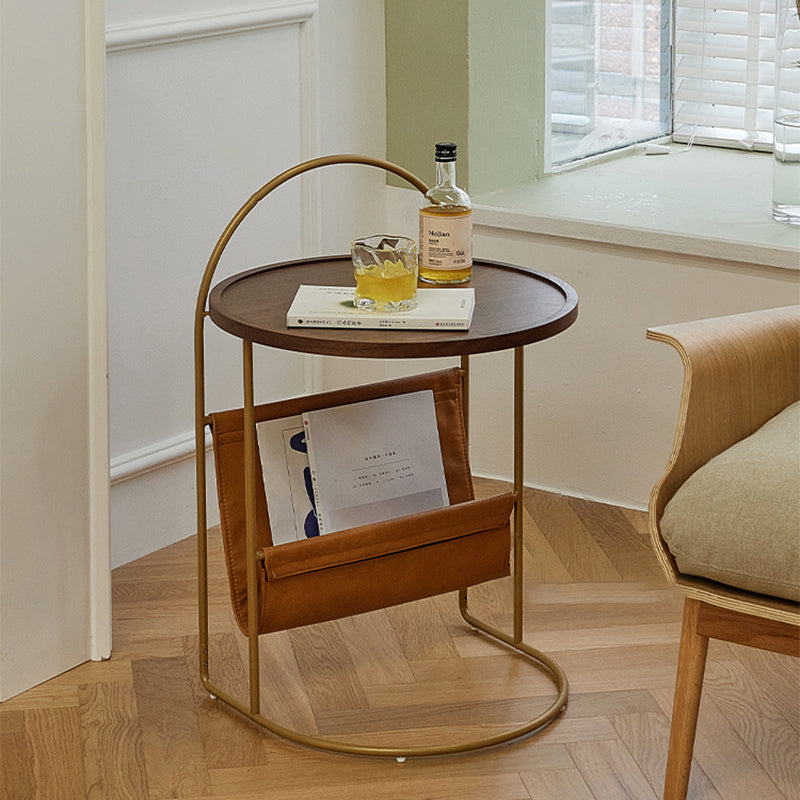 Contemporary Corner Table Round Wood Side Table with Storage Clearhalo 'Coffee & Accent Tables' 'End & Side Tables' 'end_side_tables' 'furn' 'furn_end_side_tables' 'Furniture' 'Living Room Furniture' 7090772