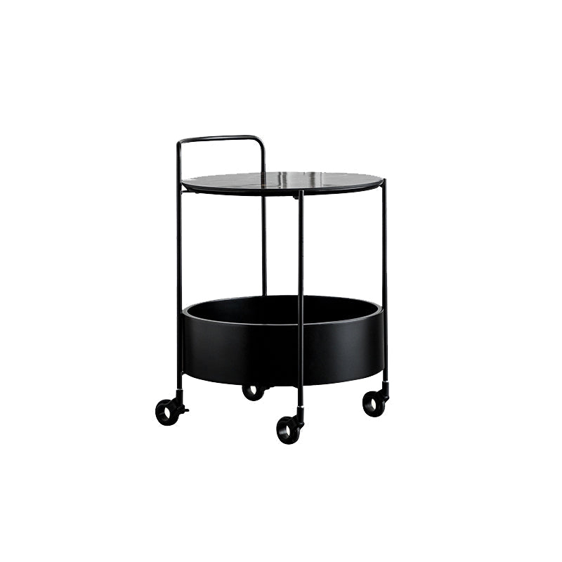 Contemporary Corner Table Round Wood Side Table with Storage 18"L x 18"W x 25"H Black 1 Clearhalo 'Coffee & Accent Tables' 'End & Side Tables' 'end_side_tables' 'furn' 'furn_end_side_tables' 'Furniture' 'Living Room Furniture' 7090783
