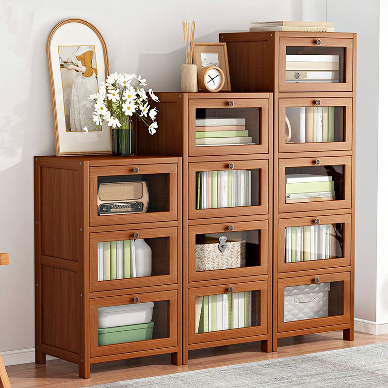 Armoire à accent brun moderne avec portes en acrylique armoire rectangulaire