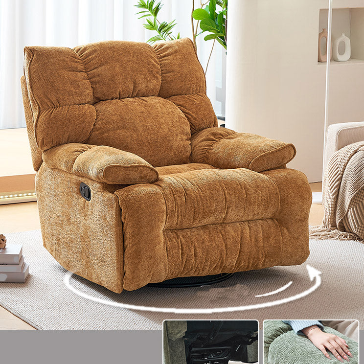 Swivel Rocker Standard Recliner Solid Color Manual-Handle Recliner Chair Yellow Swivel Rocker Clearhalo 'Chairs & Seating' 'furn' 'furn_recliners' 'Furniture' 'Living Room Furniture' 'Recliners' 7090967