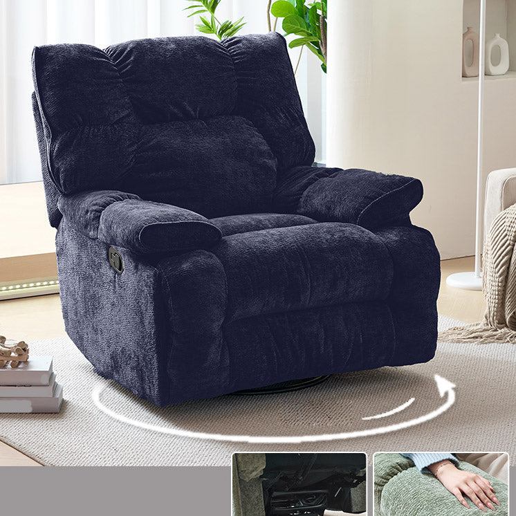 Swivel Rocker Standard Recliner Solid Color Manual-Handle Recliner Chair Blue Swivel Rocker Clearhalo 'Chairs & Seating' 'furn' 'furn_recliners' 'Furniture' 'Living Room Furniture' 'Recliners' 7090972