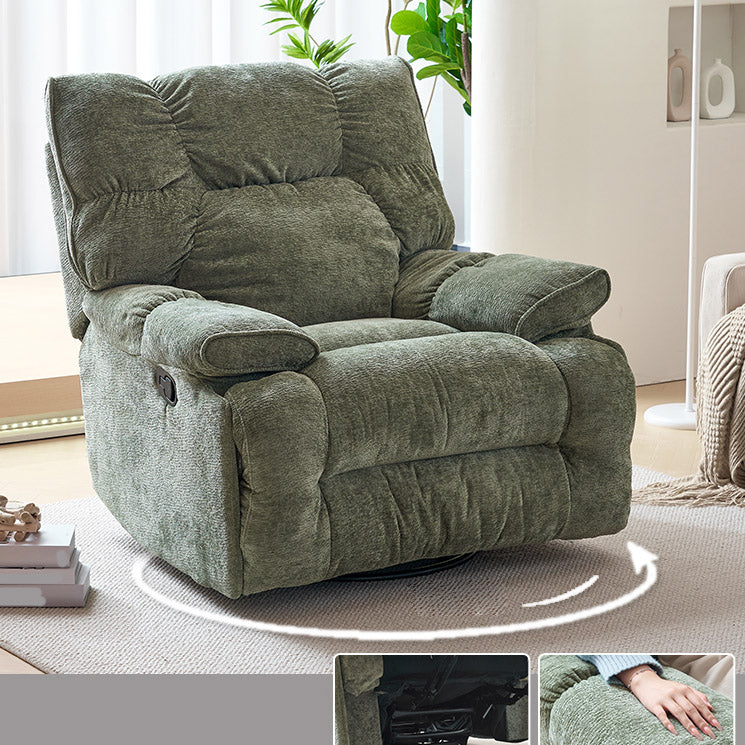 Swivel Rocker Standard Recliner Solid Color Manual-Handle Recliner Chair Green Swivel Rocker Clearhalo 'Chairs & Seating' 'furn' 'furn_recliners' 'Furniture' 'Living Room Furniture' 'Recliners' 7090975