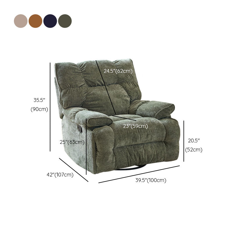 Swivel Rocker Standard Recliner Solid Color Manual-Handle Recliner Chair Clearhalo 'Chairs & Seating' 'furn' 'furn_recliners' 'Furniture' 'Living Room Furniture' 'Recliners' 7090979