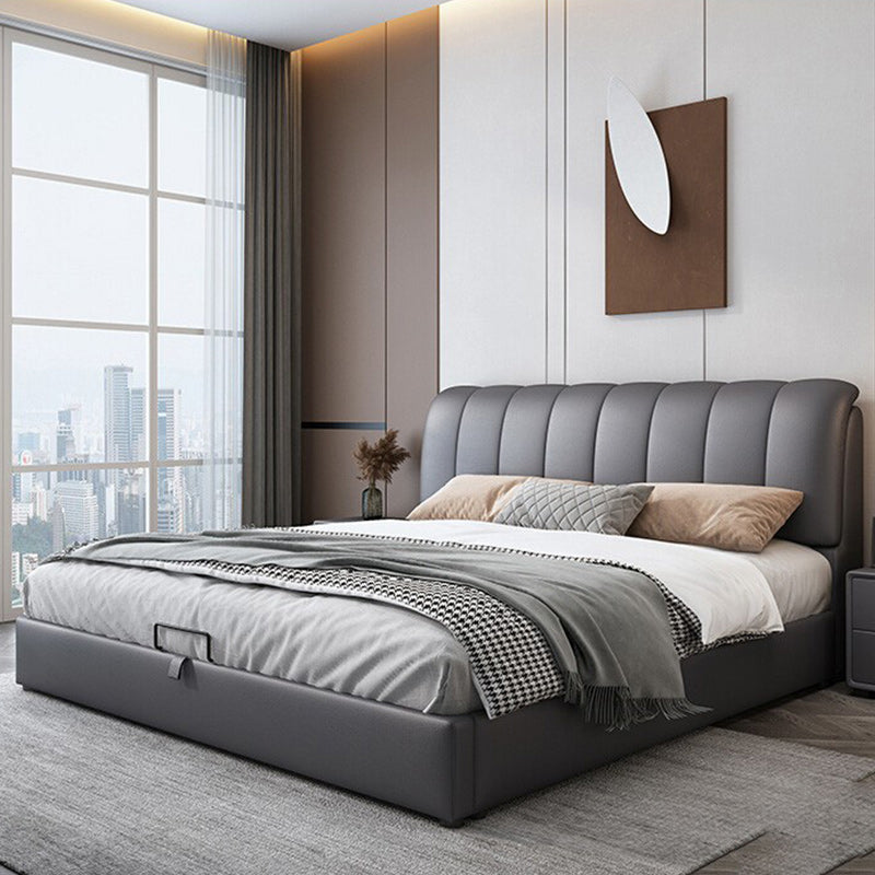 Contemporary Lift Up Storage Upholstered Headboard Solid Color Bed Frame Clearhalo 'Bedroom Furniture' 'Beds' 'furn' 'furn_beds' 'Furniture' 7091028