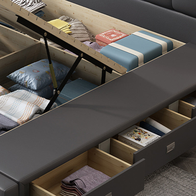 Contemporary Lift Up Storage Upholstered Headboard Solid Color Bed Frame Clearhalo 'Bedroom Furniture' 'Beds' 'furn' 'furn_beds' 'Furniture' 7091038