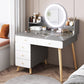 Contemporary Rubberwood Make-up Vanity with Mirror and Stool