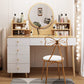Contemporary Rubberwood Make-up Vanity with Mirror and Stool