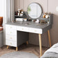 Contemporary Rubberwood Make-up Vanity with Mirror and Stool
