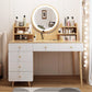 Contemporary Rubberwood Make-up Vanity with Mirror and Stool