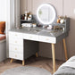 Contemporary Rubberwood Make-up Vanity with Mirror and Stool