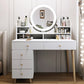 Contemporary Rubberwood Make-up Vanity with Mirror and Stool