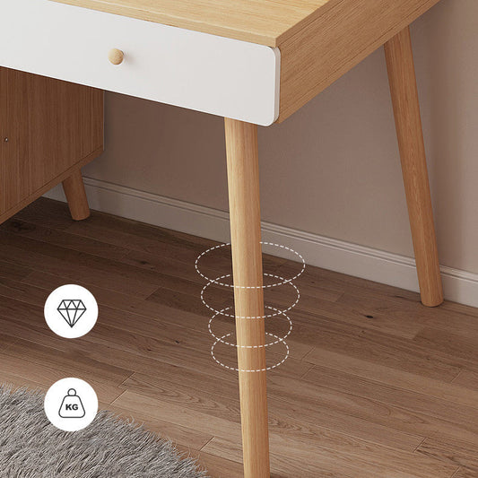 Contemporary Rubberwood Make-up Vanity with Mirror and Stool