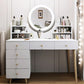 Contemporary Rubberwood Make-up Vanity with Mirror and Stool