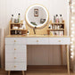 Contemporary Rubberwood Make-up Vanity with Mirror and Stool