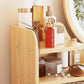 Contemporary Rubberwood Make-up Vanity with Mirror and Stool