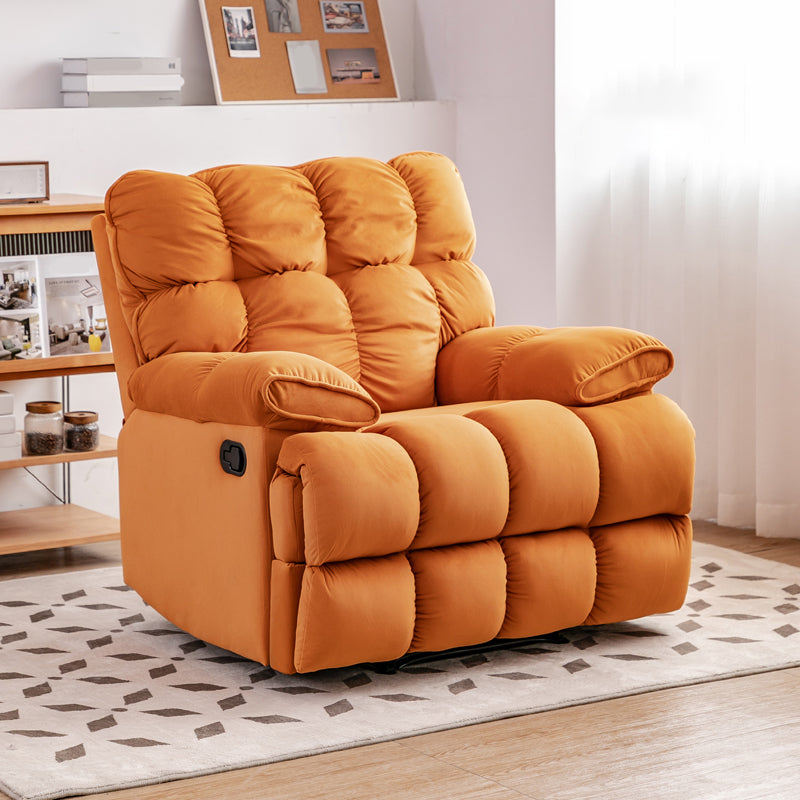 Scandinavian Fabric Standard Recliner Tufted Back Recliner Chair Orange Clearhalo 'Chairs & Seating' 'furn' 'furn_recliners' 'Furniture' 'Living Room Furniture' 'Recliners' 7091137
