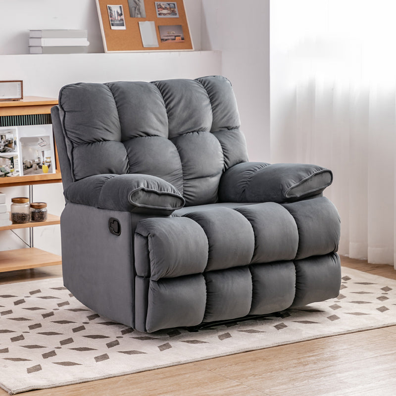 Scandinavian Fabric Standard Recliner Tufted Back Recliner Chair Gray Clearhalo 'Chairs & Seating' 'furn' 'furn_recliners' 'Furniture' 'Living Room Furniture' 'Recliners' 7091139