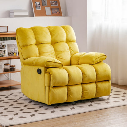 Scandinavian Fabric Standard Recliner Tufted Back Recliner Chair Yellow Clearhalo 'Chairs & Seating' 'furn' 'furn_recliners' 'Furniture' 'Living Room Furniture' 'Recliners' 7091146