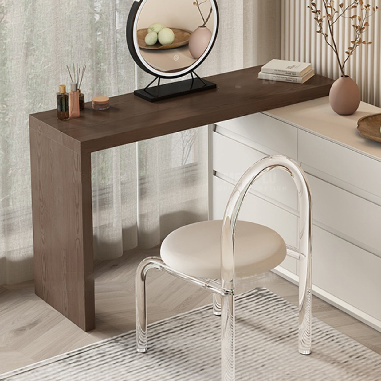 Traglita tradizionale vanità per il trucco da letto in legno Vanity con cassetto