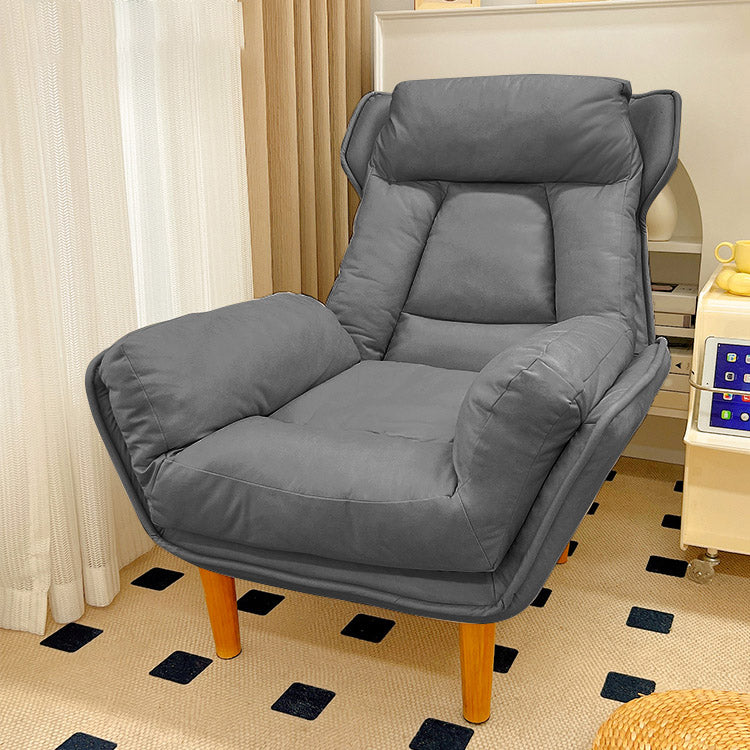 Modern Wood Recliner Chair Manual Solid Color Recliner Chair Deck Chair Dark Gray Clearhalo 'Chairs & Seating' 'furn' 'furn_recliners' 'Furniture' 'Living Room Furniture' 'Recliners' 7091289