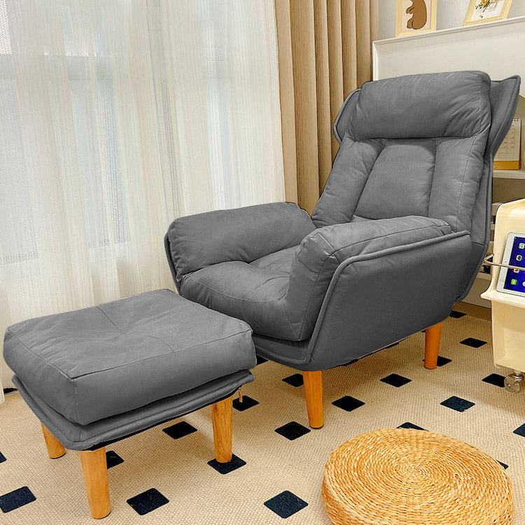 Modern Wood Recliner Chair Manual Solid Color Recliner Chair Deck Chair with Ottoman Dark Gray Clearhalo 'Chairs & Seating' 'furn' 'furn_recliners' 'Furniture' 'Living Room Furniture' 'Recliners' 7091296