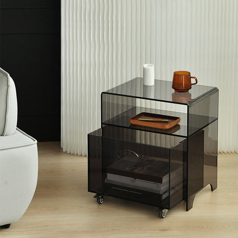 Tavolo d'angolo contemporaneo da 12 "tavolo acrilico con archiviazione