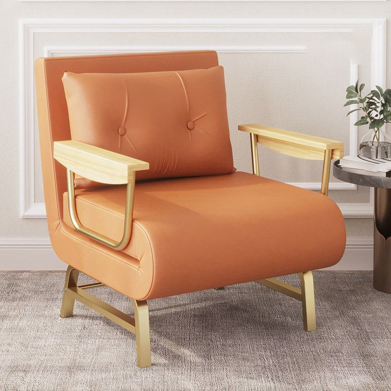 Scandinavian Solid Color Standard Recliner Faux Leather Recliner Chair 27"L x 28"W x 33"H Orange Clearhalo 'Chairs & Seating' 'furn' 'furn_recliners' 'Furniture' 'Living Room Furniture' 'Recliners' 7091336