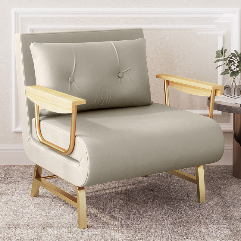 Scandinavian Solid Color Standard Recliner Faux Leather Recliner Chair 31.5"L x 28"W x 33.5"H Beige Clearhalo 'Chairs & Seating' 'furn' 'furn_recliners' 'Furniture' 'Living Room Furniture' 'Recliners' 7091346