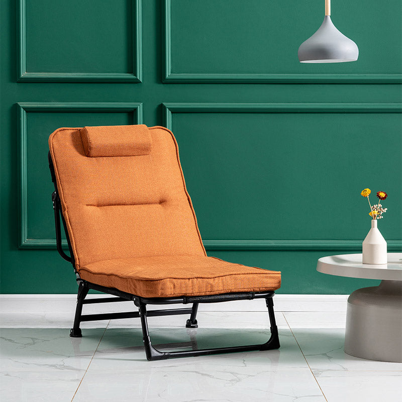 Metal Frame Foldable Standard Recliner Cotton Blend Recliner Chair Deck Chair Yellow Clearhalo 'Chairs & Seating' 'furn' 'furn_recliners' 'Furniture' 'Living Room Furniture' 'Recliners' 7091458