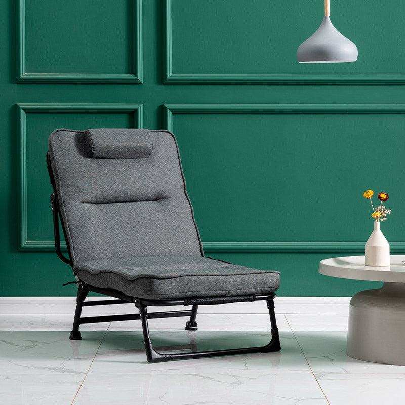 Metal Frame Foldable Standard Recliner Cotton Blend Recliner Chair Deck Chair Dark Gray Clearhalo 'Chairs & Seating' 'furn' 'furn_recliners' 'Furniture' 'Living Room Furniture' 'Recliners' 7091462