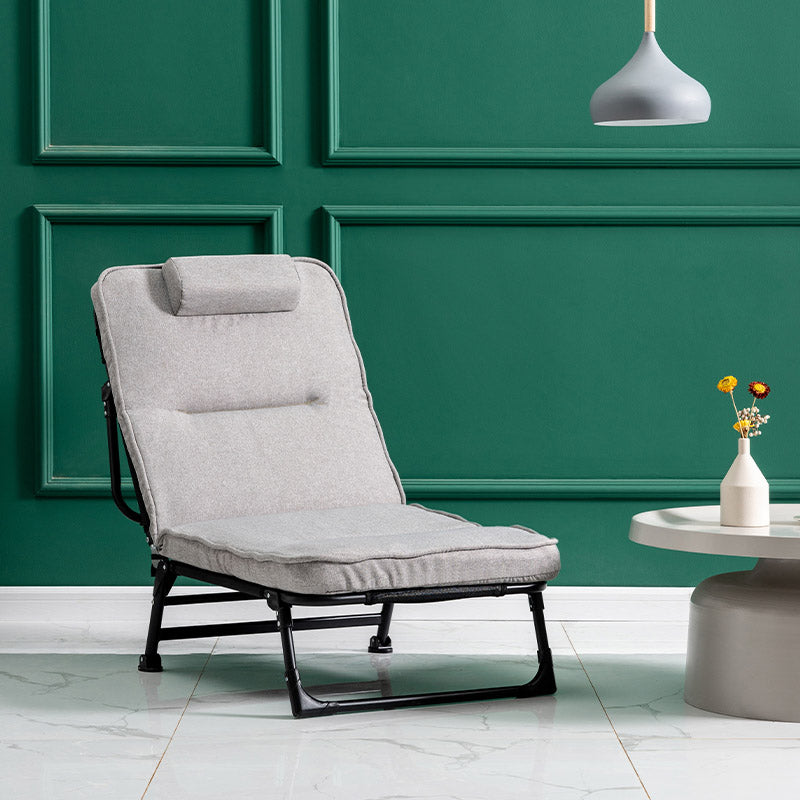 Metal Frame Foldable Standard Recliner Cotton Blend Recliner Chair Deck Chair Light Gray Clearhalo 'Chairs & Seating' 'furn' 'furn_recliners' 'Furniture' 'Living Room Furniture' 'Recliners' 7091464