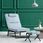 Metal Frame Foldable Standard Recliner Cotton Blend Recliner Chair Deck Chair with Ottoman Blue Clearhalo 'Chairs & Seating' 'furn' 'furn_recliners' 'Furniture' 'Living Room Furniture' 'Recliners' 7091468