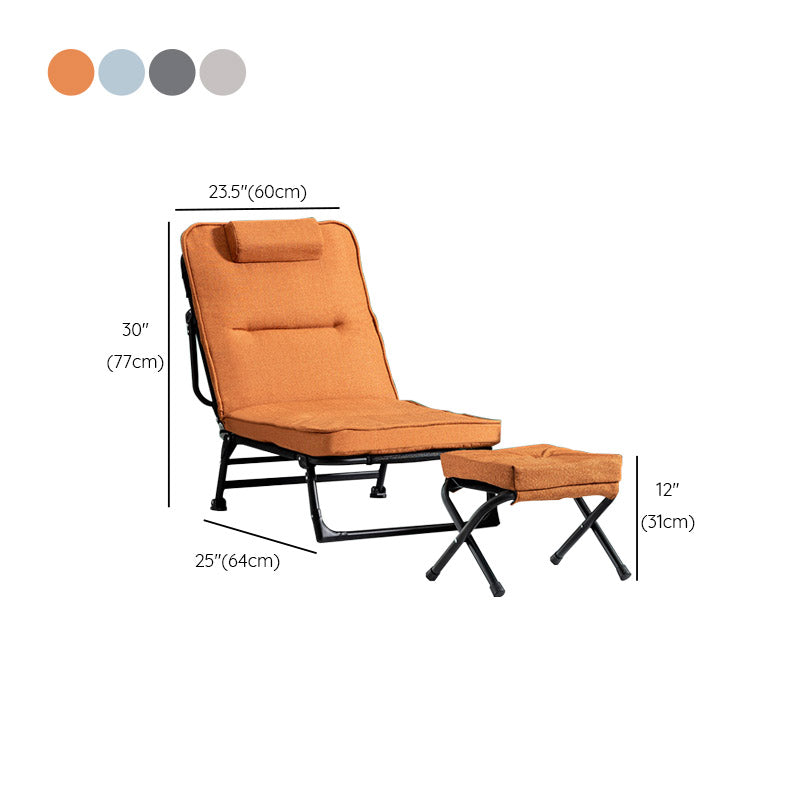 Metal Frame Foldable Standard Recliner Cotton Blend Recliner Chair Clearhalo 'Chairs & Seating' 'furn' 'furn_recliners' 'Furniture' 'Living Room Furniture' 'Recliners' 7091472