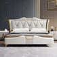 Genuine Leather Standard Bed Modern Panel Bed with Custom Gold Legs