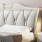 Genuine Leather Standard Bed Modern Panel Bed with Custom Gold Legs