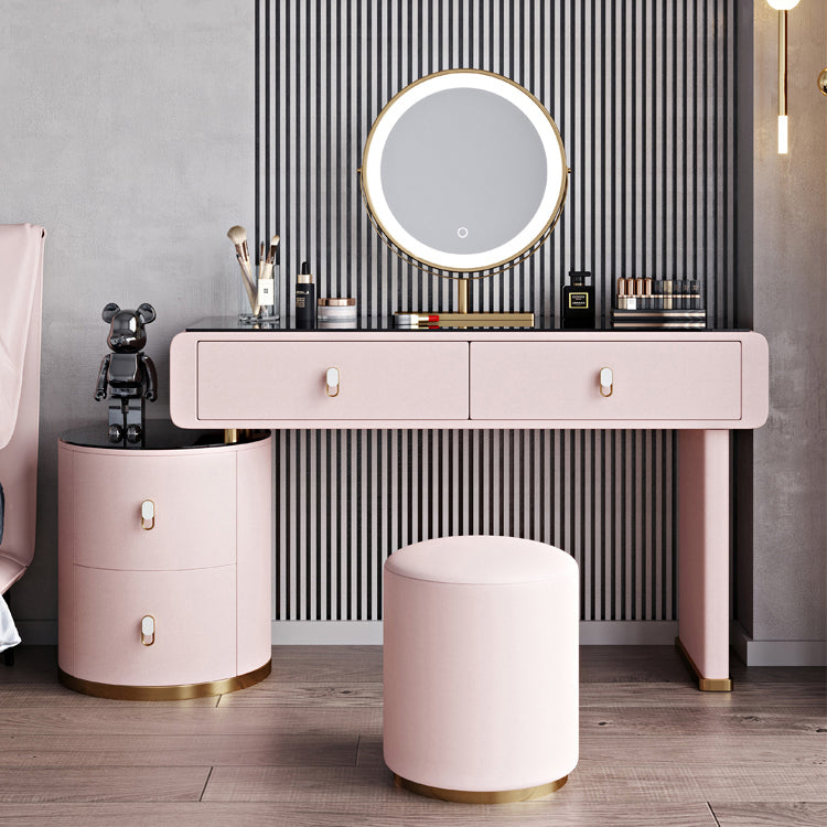 Light Glass Top Makeup Vanity Desk Storage Box Makeup Vanity Set Clearhalo 'Bedroom Furniture' 'furn' 'furn_makeup_vanities' 'Furniture' 'Makeup Vanities' 'makeup_vanities' 7091563