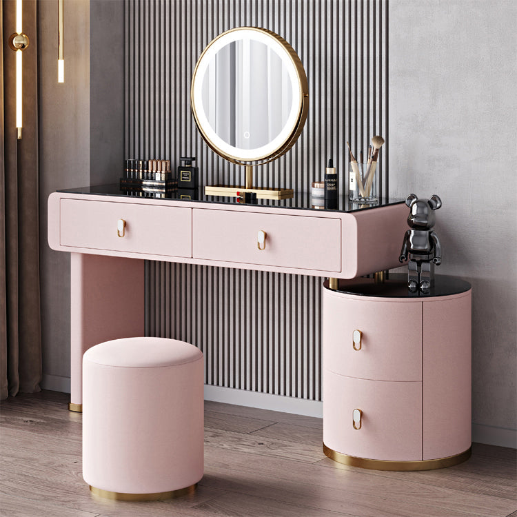 Light Glass Top Makeup Vanity Desk Storage Box Makeup Vanity Set Clearhalo 'Bedroom Furniture' 'furn' 'furn_makeup_vanities' 'Furniture' 'Makeup Vanities' 'makeup_vanities' 7091564