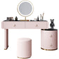 Light Glass Top Makeup Vanity Desk Storage Box Makeup Vanity Set Clearhalo 'Bedroom Furniture' 'furn' 'furn_makeup_vanities' 'Furniture' 'Makeup Vanities' 'makeup_vanities' 7091569