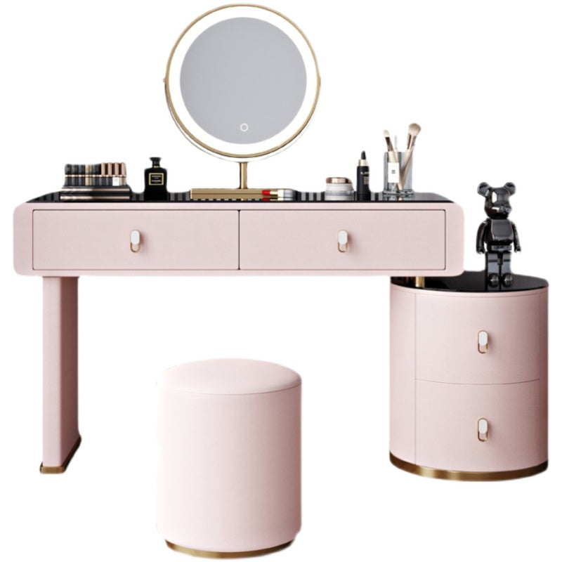 Light Glass Top Makeup Vanity Desk Storage Box Makeup Vanity Set Clearhalo 'Bedroom Furniture' 'furn' 'furn_makeup_vanities' 'Furniture' 'Makeup Vanities' 'makeup_vanities' 7091569