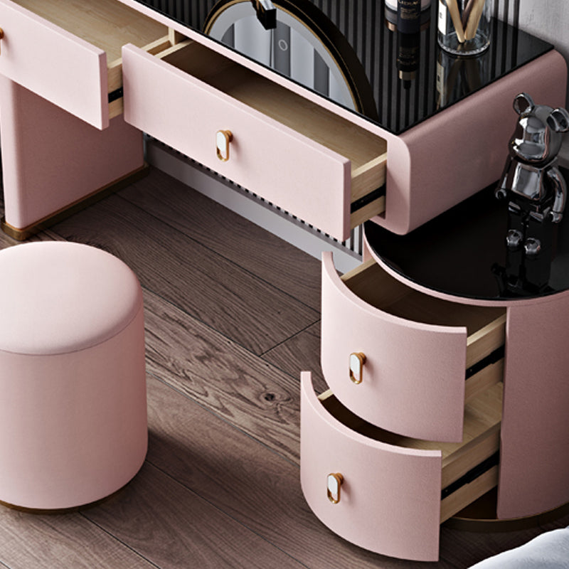 Light Glass Top Makeup Vanity Desk Storage Box Makeup Vanity Set Clearhalo 'Bedroom Furniture' 'furn' 'furn_makeup_vanities' 'Furniture' 'Makeup Vanities' 'makeup_vanities' 7091573