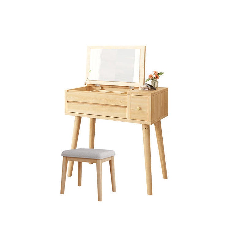 Scrivania in legno massello scrivania da remoto set di vanità per trucco specchio con cassetto