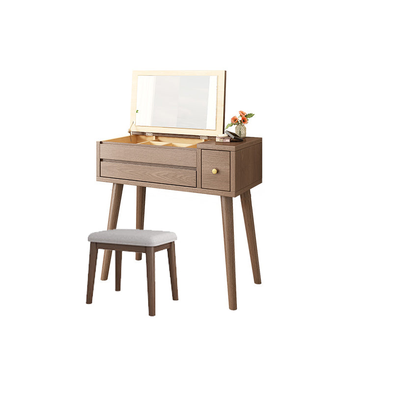 Scrivania in legno massello scrivania da remoto set di vanità per trucco specchio con cassetto