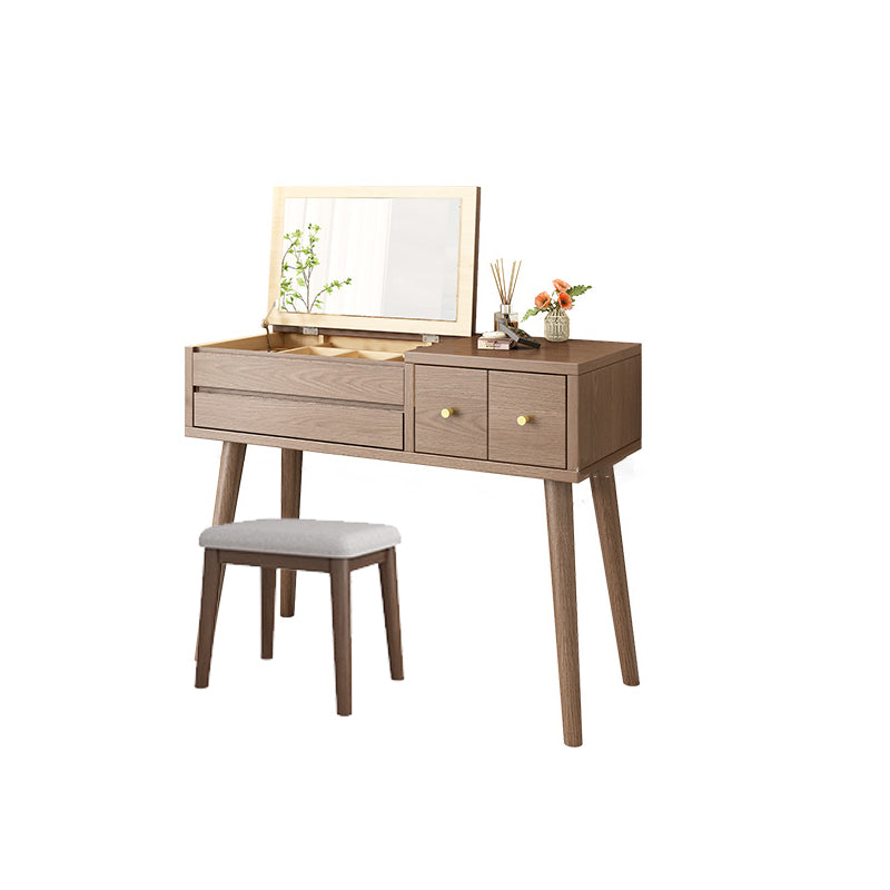 Scrivania in legno massello scrivania da remoto set di vanità per trucco specchio con cassetto