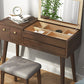 Scrivania in legno massello scrivania da remoto set di vanità per trucco specchio con cassetto
