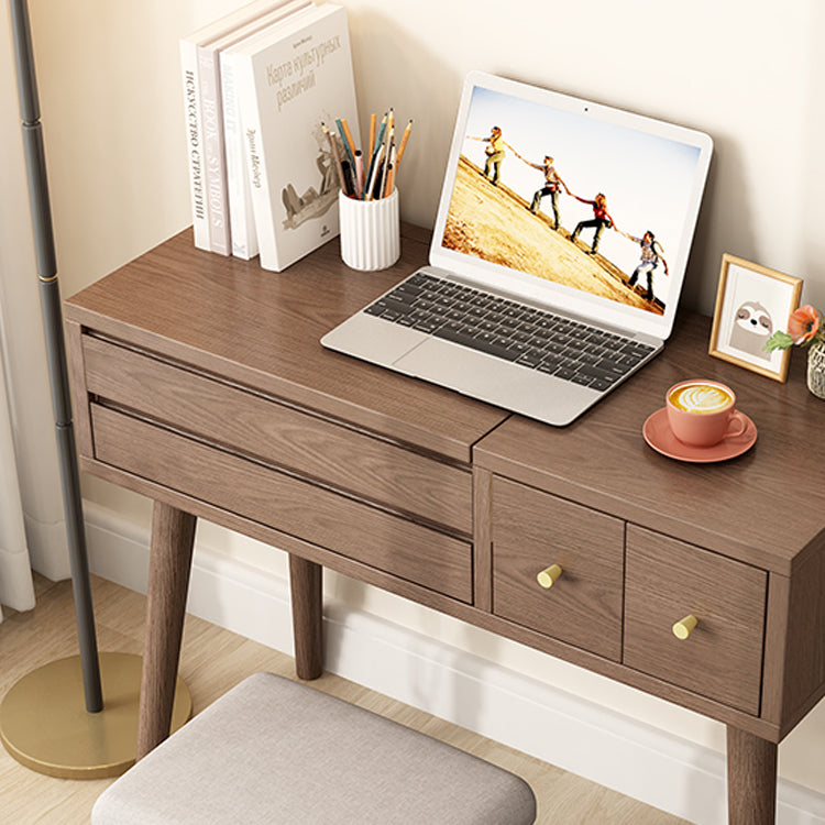 Scrivania in legno massello scrivania da remoto set di vanità per trucco specchio con cassetto
