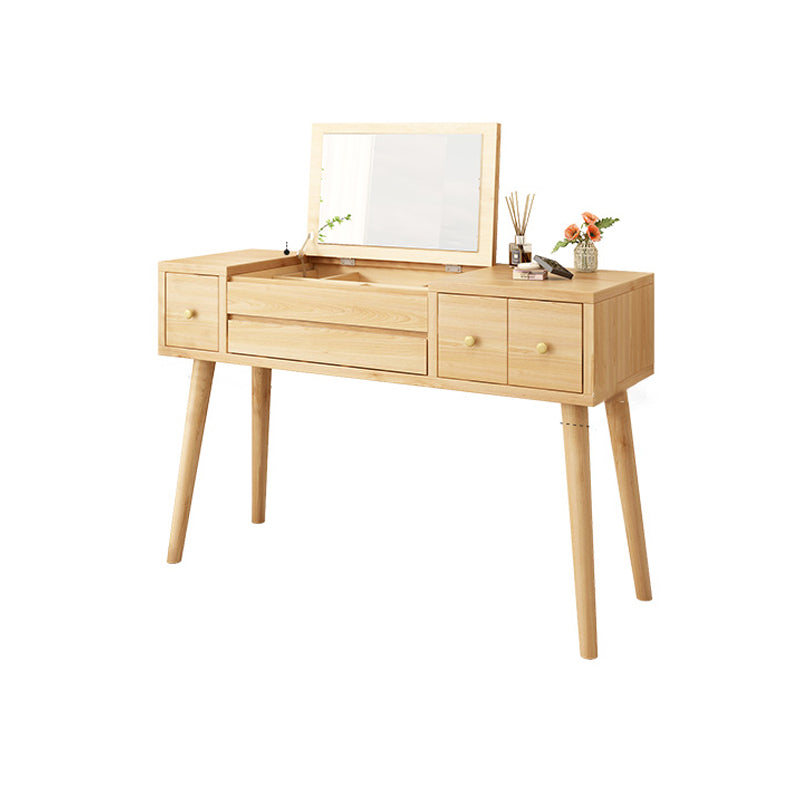Scrivania in legno massello scrivania da remoto set di vanità per trucco specchio con cassetto