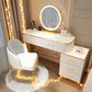 Wooden Makeup Vanity Desk Lighted Mirror Dressing Table Stool Set with Drawer