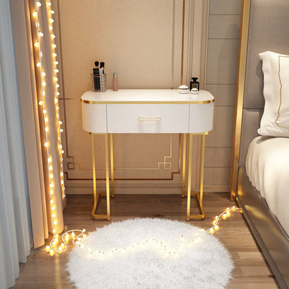 Wooden Makeup Vanity Desk Lighted Mirror Dressing Table Stool Set with Drawer