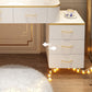 Wooden Makeup Vanity Desk Lighted Mirror Dressing Table Stool Set with Drawer